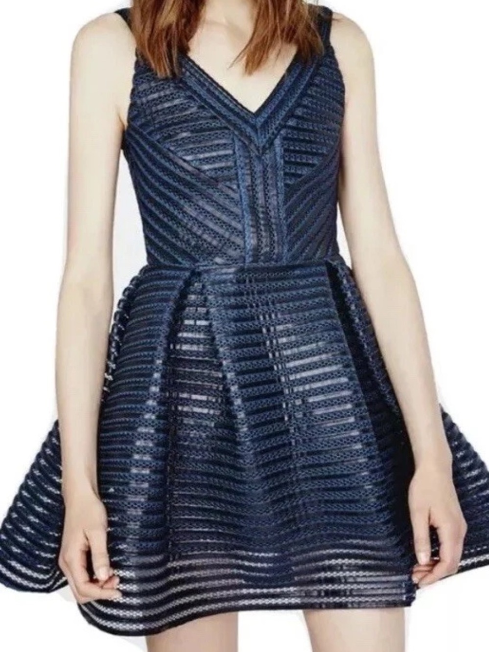 Maje Rosemount Black and Blue Textured mesh Dress size 2
